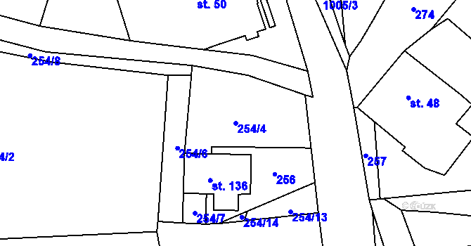 Parcela st. 254/4 v KÚ Krasíkov, Katastrální mapa