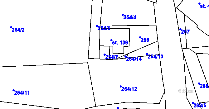 Parcela st. 254/7 v KÚ Krasíkov, Katastrální mapa
