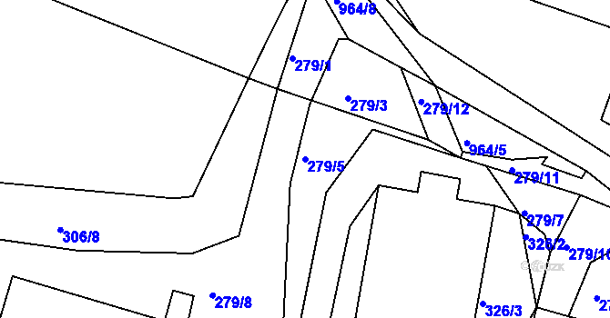 Parcela st. 279/5 v KÚ Krasíkov, Katastrální mapa