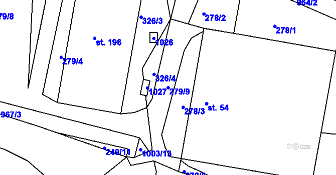 Parcela st. 279/9 v KÚ Krasíkov, Katastrální mapa