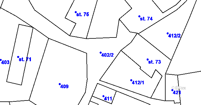 Parcela st. 402/2 v KÚ Krasíkov, Katastrální mapa