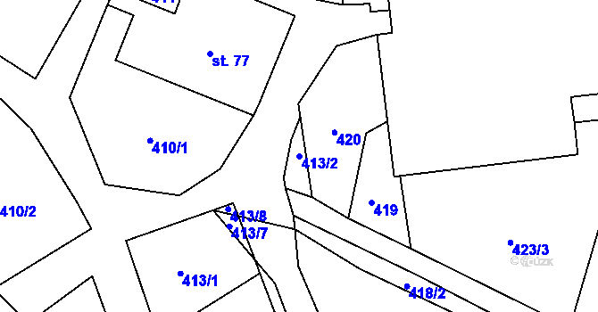 Parcela st. 413/2 v KÚ Krasíkov, Katastrální mapa