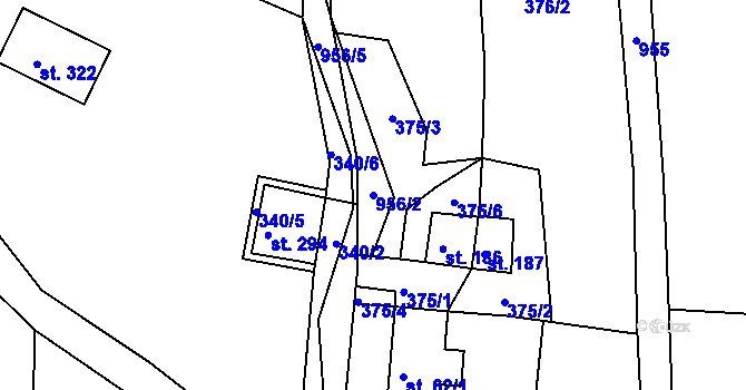 Parcela st. 956/2 v KÚ Krasíkov, Katastrální mapa
