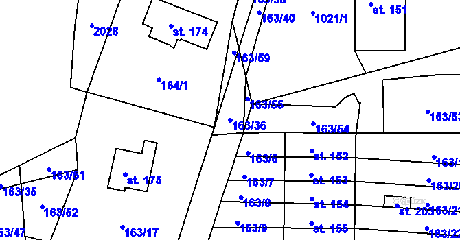 Parcela st. 163/36 v KÚ Krasíkov, Katastrální mapa
