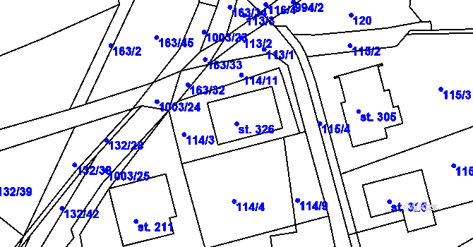 Parcela st. 326 v KÚ Krasíkov, Katastrální mapa