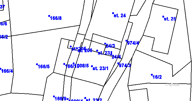 Parcela st. 231 v KÚ Krasíkov, Katastrální mapa