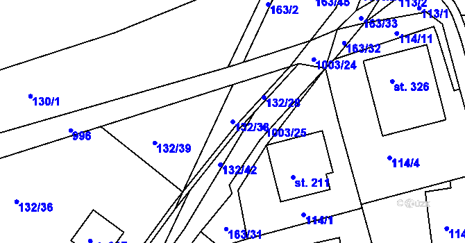Parcela st. 132/38 v KÚ Krasíkov, Katastrální mapa