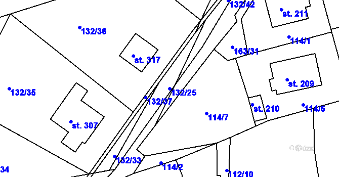 Parcela st. 132/25 v KÚ Krasíkov, Katastrální mapa
