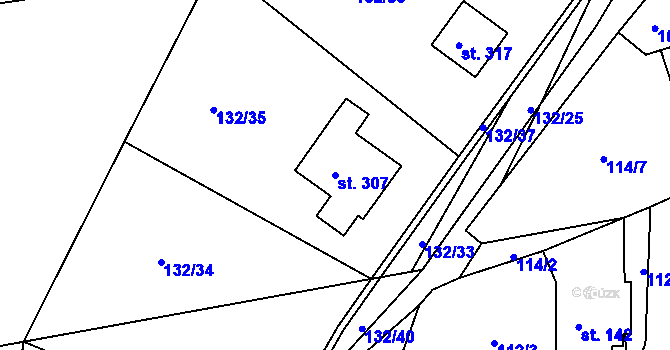 Parcela st. 307 v KÚ Krasíkov, Katastrální mapa