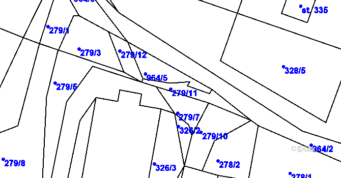 Parcela st. 279/11 v KÚ Krasíkov, Katastrální mapa