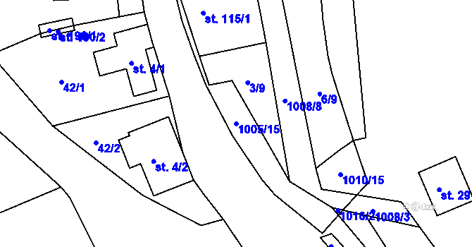 Parcela st. 1005/15 v KÚ Krasíkov, Katastrální mapa