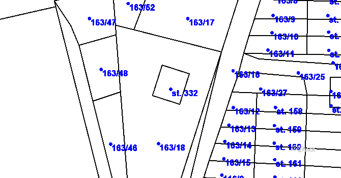 Parcela st. 332 v KÚ Krasíkov, Katastrální mapa