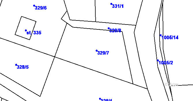 Parcela st. 329/7 v KÚ Krasíkov, Katastrální mapa