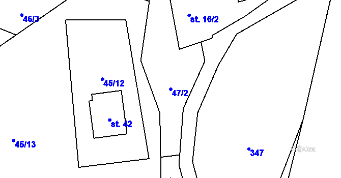 Parcela st. 47/2 v KÚ Krasíkovice, Katastrální mapa