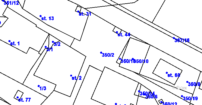 Parcela st. 350/2 v KÚ Krasíkovice, Katastrální mapa