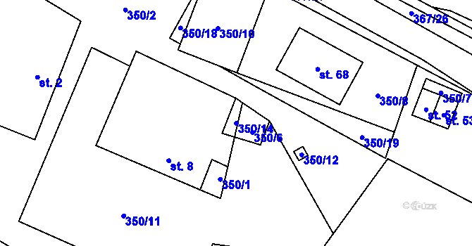 Parcela st. 350/14 v KÚ Krasíkovice, Katastrální mapa