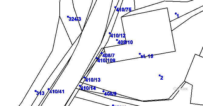 Parcela st. 408/7 v KÚ Pobistrýce, Katastrální mapa