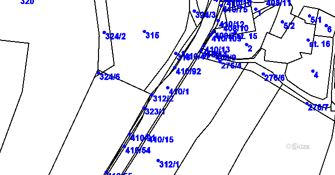 Parcela st. 410/1 v KÚ Pobistrýce, Katastrální mapa