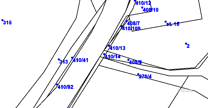 Parcela st. 410/14 v KÚ Pobistrýce, Katastrální mapa