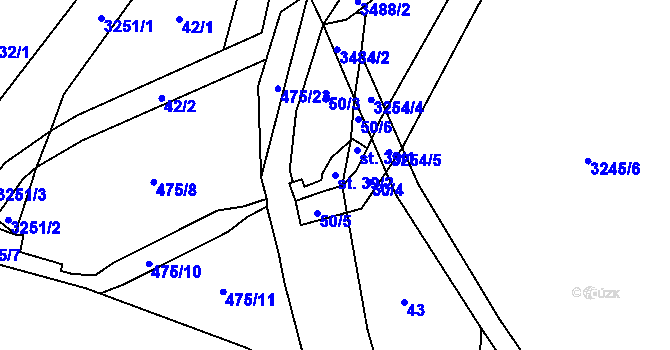Parcela st. 39/2 v KÚ Radětín, Katastrální mapa