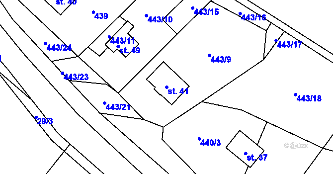 Parcela st. 41 v KÚ Radětín, Katastrální mapa