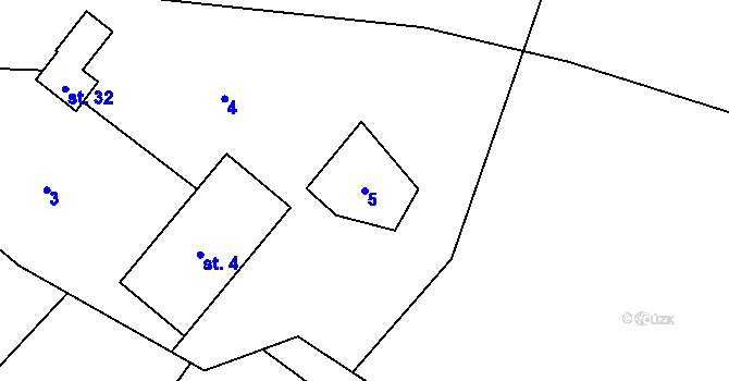 Parcela st. 5 v KÚ Radětín, Katastrální mapa