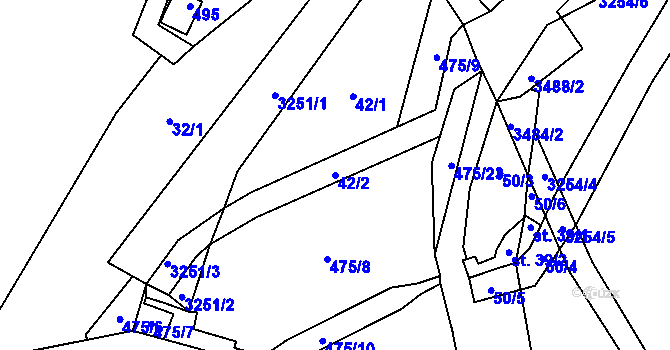 Parcela st. 42/2 v KÚ Radětín, Katastrální mapa