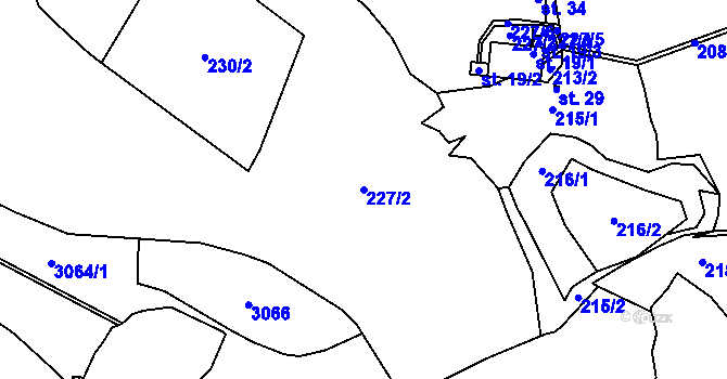 Parcela st. 227/2 v KÚ Radětín, Katastrální mapa
