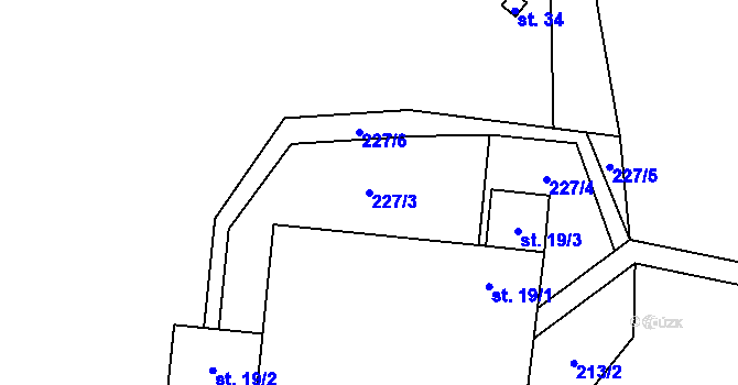 Parcela st. 227/3 v KÚ Radětín, Katastrální mapa