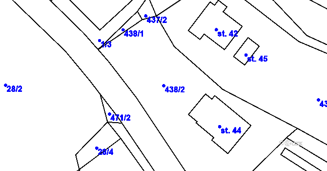 Parcela st. 438/2 v KÚ Radětín, Katastrální mapa