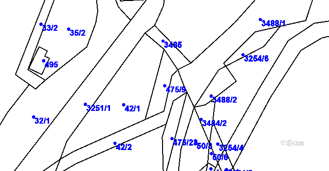 Parcela st. 475/9 v KÚ Radětín, Katastrální mapa