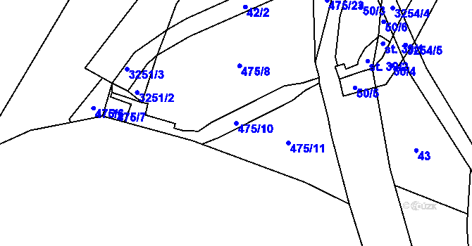 Parcela st. 475/10 v KÚ Radětín, Katastrální mapa