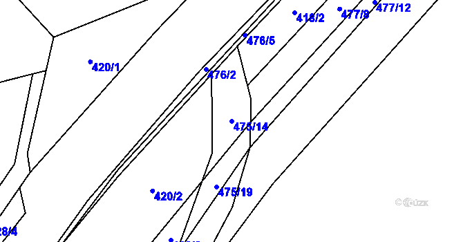 Parcela st. 475/14 v KÚ Radětín, Katastrální mapa
