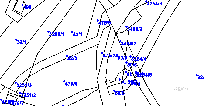Parcela st. 475/23 v KÚ Radětín, Katastrální mapa