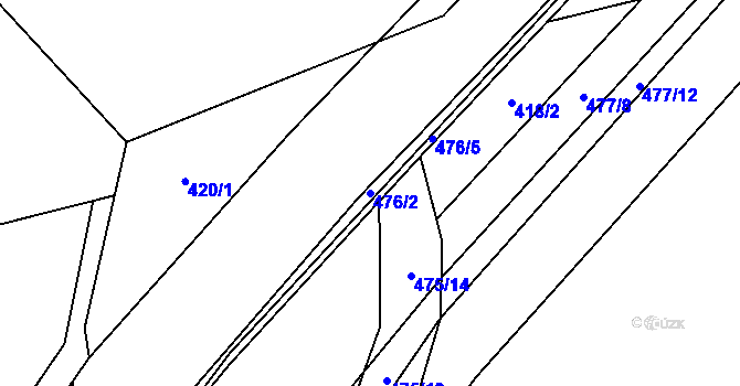 Parcela st. 476/2 v KÚ Radětín, Katastrální mapa