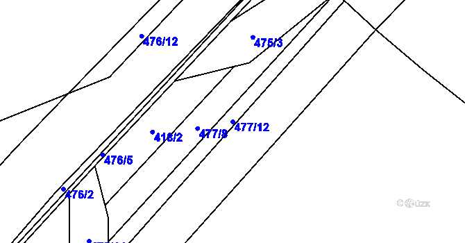 Parcela st. 477/12 v KÚ Radětín, Katastrální mapa