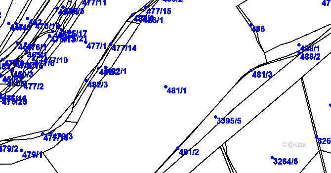 Parcela st. 481/1 v KÚ Radětín, Katastrální mapa
