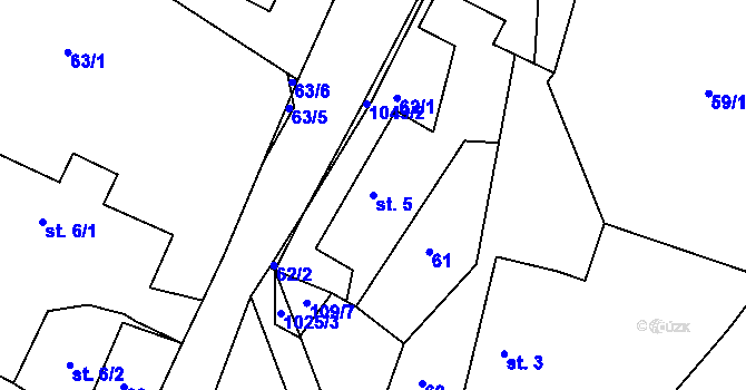 Parcela st. 5 v KÚ Kraskov, Katastrální mapa