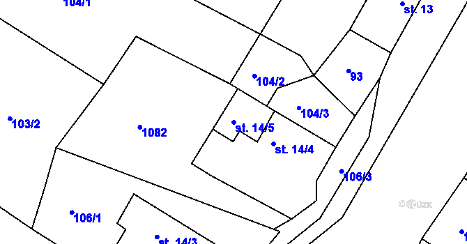 Parcela st. 14/5 v KÚ Kraskov, Katastrální mapa