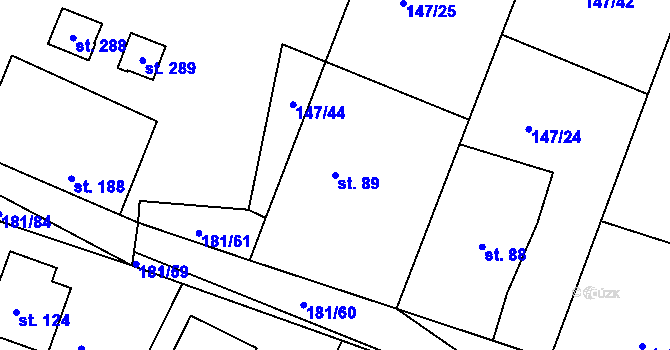 Parcela st. 89 v KÚ Kraskov, Katastrální mapa