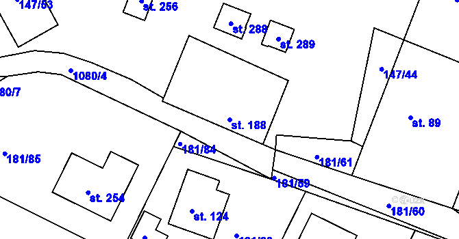 Parcela st. 188 v KÚ Kraskov, Katastrální mapa