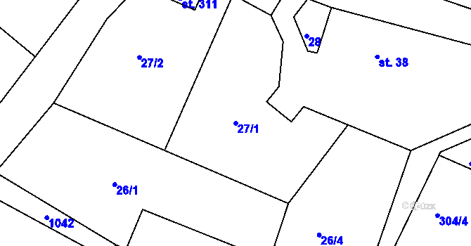 Parcela st. 27/1 v KÚ Kraskov, Katastrální mapa