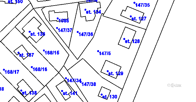 Parcela st. 147/5 v KÚ Kraskov, Katastrální mapa