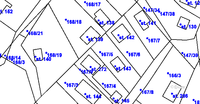 Parcela st. 167/5 v KÚ Kraskov, Katastrální mapa