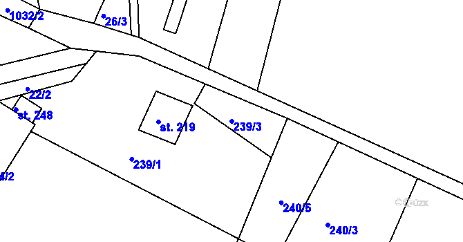 Parcela st. 239/3 v KÚ Kraskov, Katastrální mapa