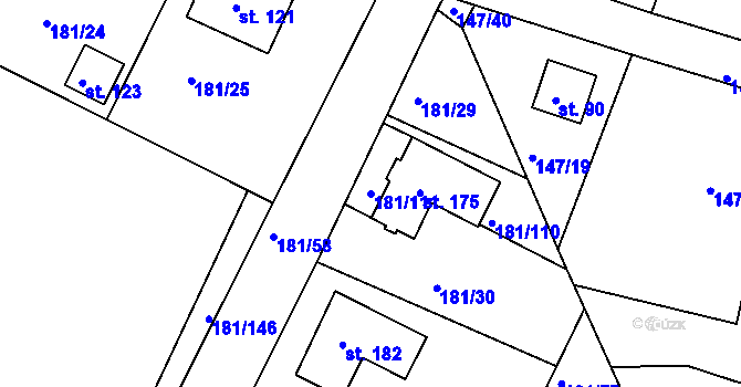 Parcela st. 181/111 v KÚ Kraskov, Katastrální mapa