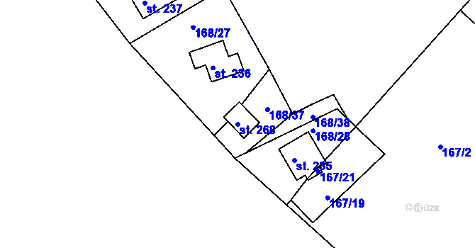 Parcela st. 268 v KÚ Kraskov, Katastrální mapa