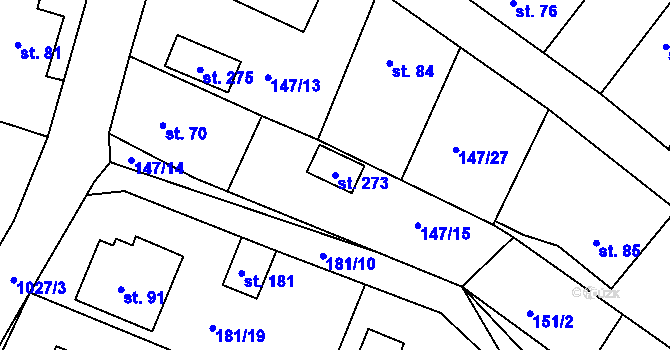 Parcela st. 273 v KÚ Kraskov, Katastrální mapa