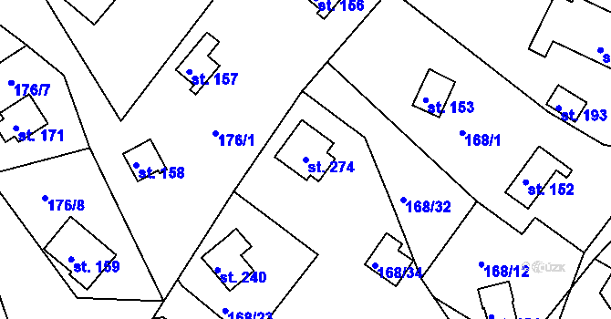 Parcela st. 274 v KÚ Kraskov, Katastrální mapa