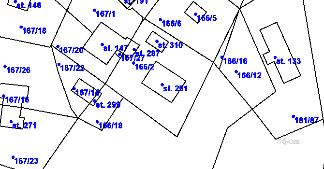 Parcela st. 291 v KÚ Kraskov, Katastrální mapa